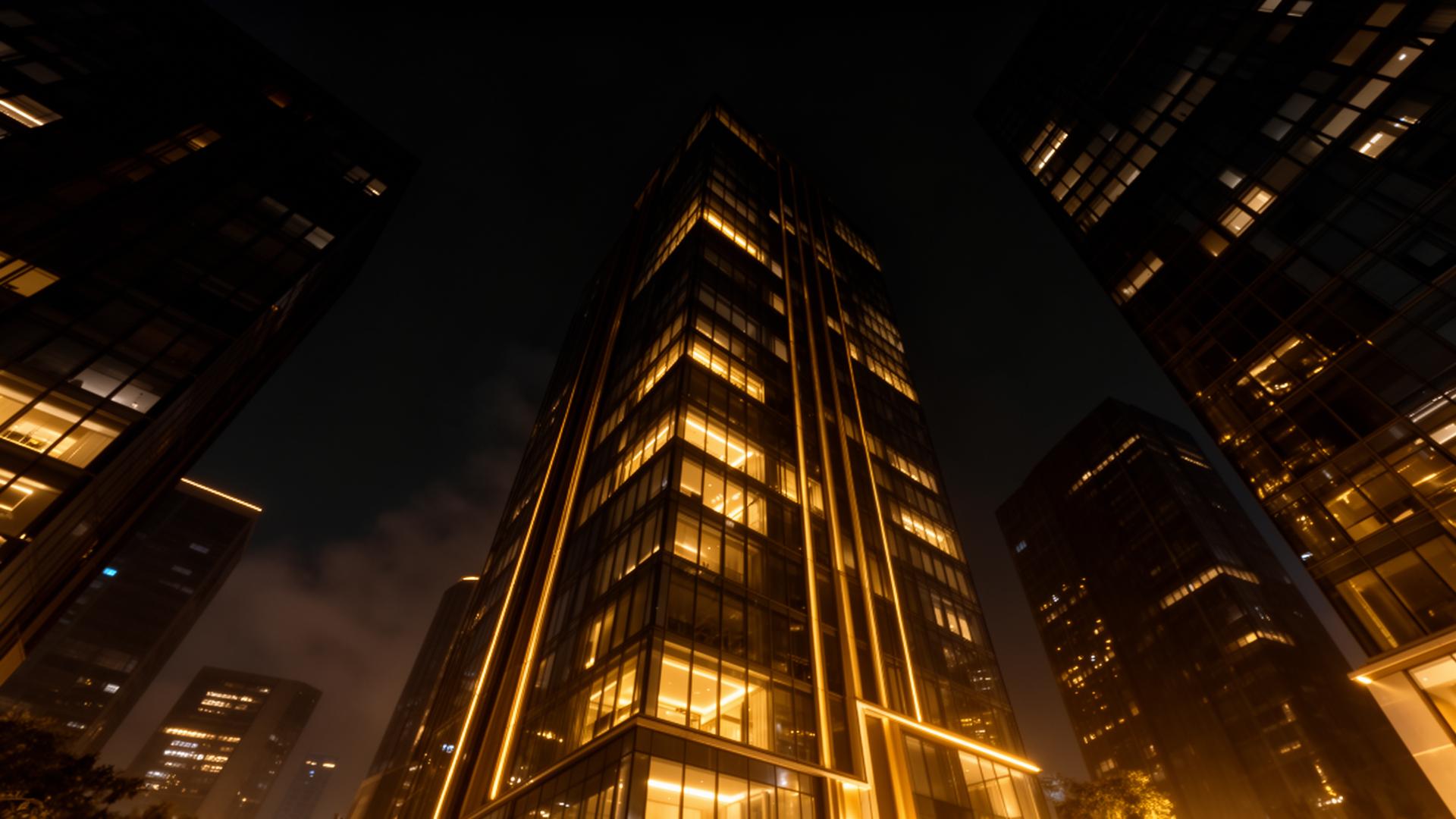 Arquitetura moderna de alto padrão à noite